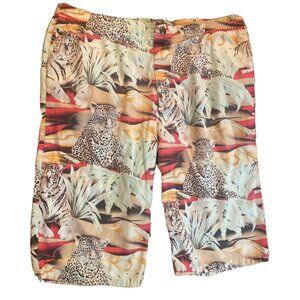 Vintage Jamaican Islander LARGE Mens Shorts tiger leopard animal DISTRESSED pics